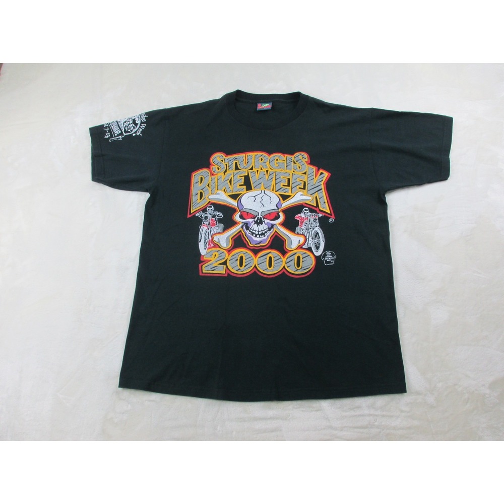 VINTAGE Sturgis Shirt Mens Extra Large Black Skull 60th Annual‎ Bike Week 2000*
